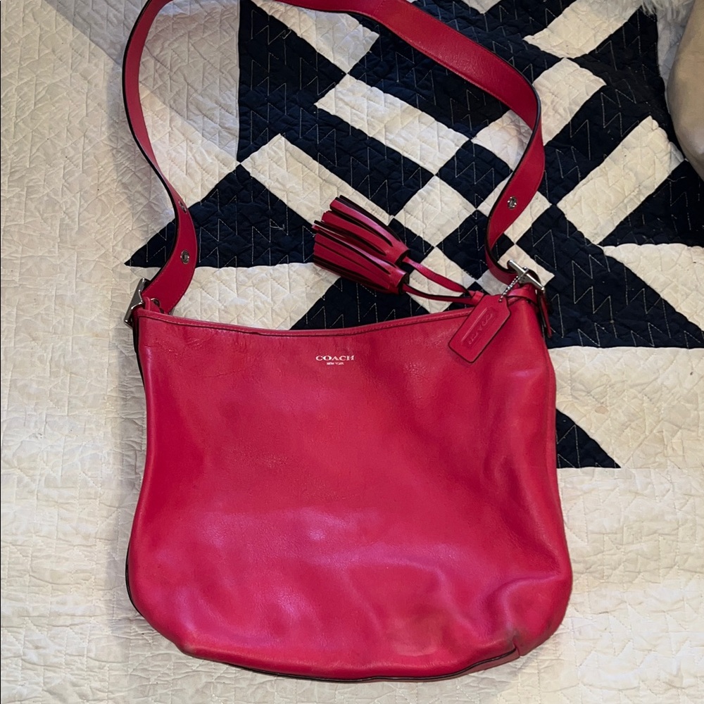 Coach New York F1381 hot pink legacy leather purse